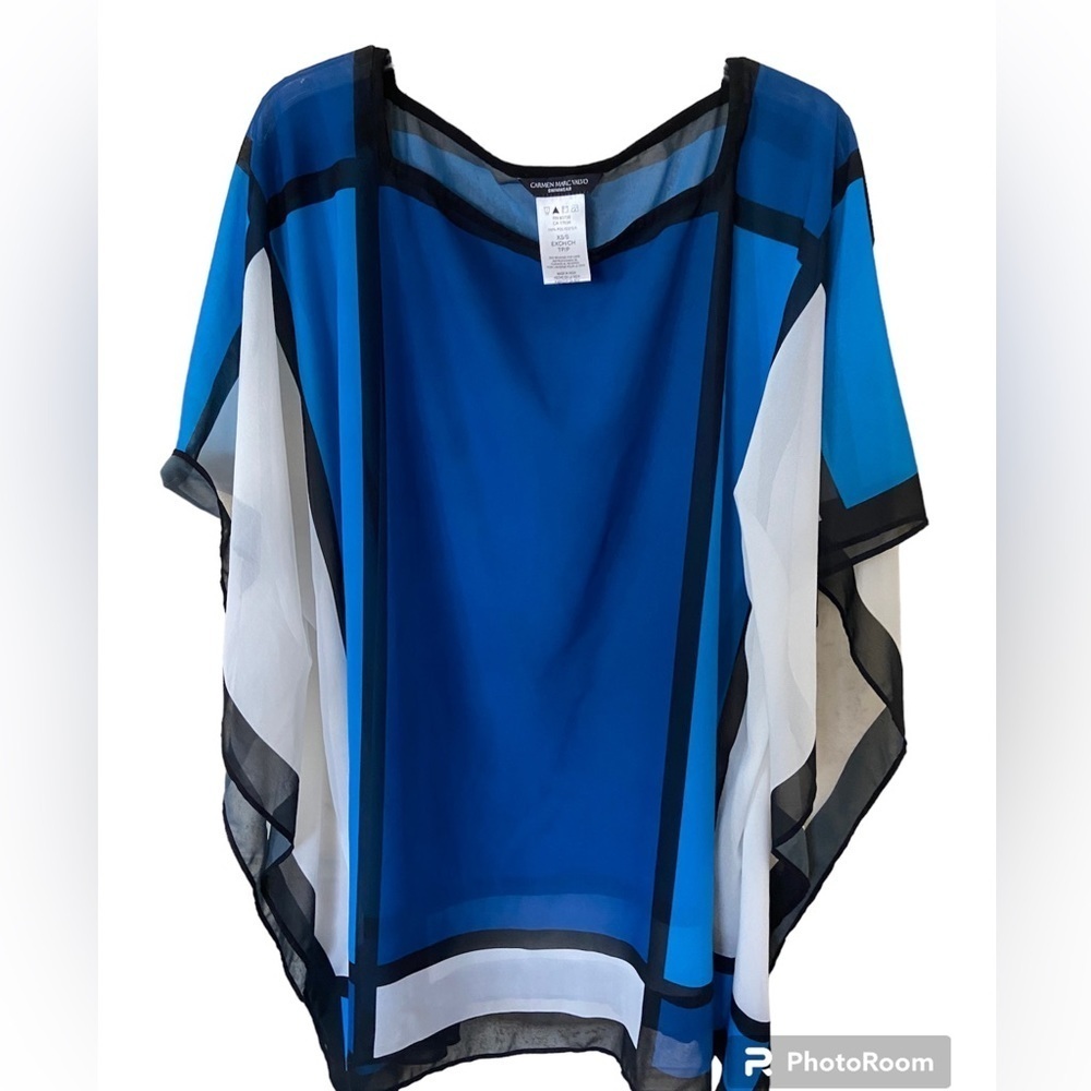 Carmen Marc Valvo swim cover size XS/S In color block blue/white/black